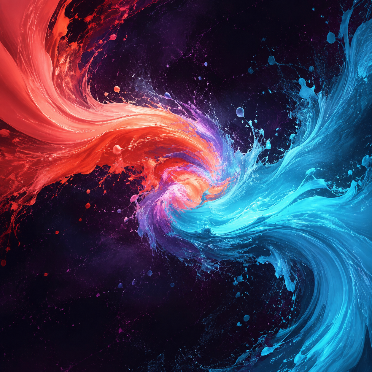 Abstract coral and cyan artwork for Familiar Skies